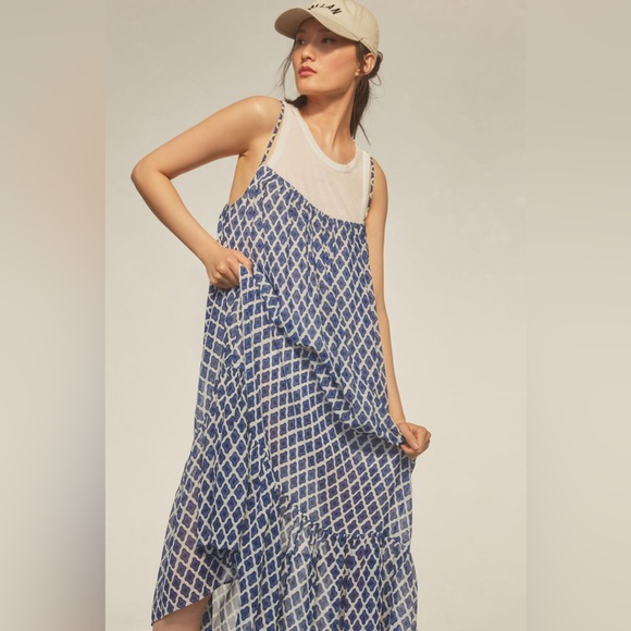 ✨ Anthropologie Twofer Printed Tank Dress Sz S - Picture 2 of 6